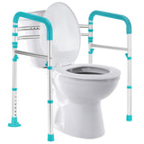 Lianjindun Toilet Safety Rails, Adjustable Toilet Frame for Elderly, Seniors, Handicap & Disabled, Foldable Handicap Toilet Handles Fit Any Toilets（Peacock Blue）