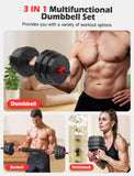 FDS3 Adjustable dumbbell set, 55lbs Free Weights set with upgraded nut, 5 in 1 Weight Set Used as Kettlebells, Barbell, Push up Stand, Fitness Exercise for Home Gym Suitable Men/Women