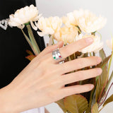Oseew Personalized 3 Round Birthstone Ring for Women 10K 14K 18K Solid Gold Engraved Name Birthstone Ring Birthday Christmas Mother's Day Jewelry Gifts for Her