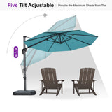 PURPLE LEAF Cantilever Umbrella 10 Feet Round 360° Rotation Turquoise