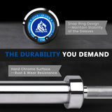 LIONSCOOL 7ft Olympic Barbell (Silver Chrome, 700LBS, Center Knurl)