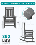 SERWALL Outdoor Rocking Chair Set of 4, HDPE Rocker for Adults, Grey