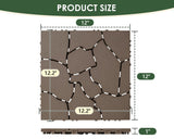 Mapleyard 216 PCS Plastic Interlocking Deck Patio Tiles - 12" x 12" Anti-Slip Waterproof Outdoor Flooring, Balcony Floor Decking for Poolside & Backyard, All Weather Use, Brown, Stone