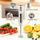 Megawise HB-2043 1000W 5-in-1 Immersion Hand Blender, Powerful Stick Blender with Variable Speed & Turbo, Stainless Steel Blades, Includes Whisk, Milk Frother, Chopper & Beaker(White)