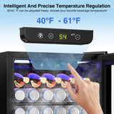 Kismile 50 Can Beverage Refrigerator Cooler 1.3 Cu.Ft Mini Fridge for 12 Bottle, Drink Fridge with Quiet Compressor, LED Light,Silver