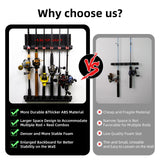 2 Pack Vertical Fishing Rod Holder for Garage, BETTER LEADER Fishing Pole Holders- Holds Up to 12 Rods or Combos, Wall Mount Fishing Pole Rack, Fits Most Rods of Diameter 3-19mm, Fishing Gifts for Men