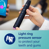 Philips Sonicare DiamondClean Smart 9700 Electric Toothbrush, Sonic Toothbrush with App, Pressure Sensor, Brush Head Detection, 5 Brushing Modes and 3 Intensity Levels, Lunar Blue, Model HX9957/71
