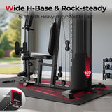 Sportsroyals Home Gym, Multifunctional Workout Station with Leg Press, 150LBS Weight Stack Full Body Workout Equipment for Home Exercise Fitness Strength Training (Black)