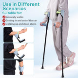 ENLUNTRA Forearm Crutches for Adults, 2 Pcs, Adjustable Arm Crutch with Elbow Strap and Cushion, Portable and Foldable Crutches,Blue Grey