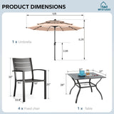 MFSTUDIO 5 Pieces Outdoor Dining Set w/Umbrella for 4
