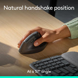 Logitech Wave Keys & Lift Vertical Mouse Ergonomic Wireless Combo, Graphite