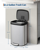 Garvee 13 gal / 50 L Stainless Steel Trash Can with Lid, Large Garbage Can for Kitchen