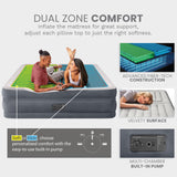 Intex King Air Mattress, Dura-Beam Deluxe 22" Dual Zone Inflatable Bed with Built-in Pump