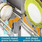 SHENJIA Wall Mounted Dish Drying Rack, 2-Tier Stainless Steel Hanging Dish Drainer with Chopsticks Knife Holder Drainboard, Kitchen Supplies Plates Bowls Cups Storage Shelf (23.6x11.8x19.7in)