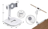 AboveTEK Tablet Stand Holder, Stylish Aluminum iPad Stands, Foldable 360° Swivel iPad iPhone Table Stand Holder fits 4-11" Tablets/Smartphones for Kitchen Bedside Office POS Showroom Reception (White)