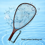 Aventik Fly Floating Fishing Net Carbon Fiber Landing Net Clear Rubber Ghost Net Catch & Release with Magnet Release (Black with Magnet