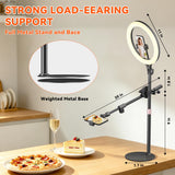 XINGYUNTREE Ring Light with Stand is an Adjustable 11" Desk Ring Light,Featuring Overhead Phone Mount and Overhead Camera Mount with Light,Designed for Video Recording,YouTube,TikTok,Live Streaming