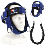 Fitness Neck Head Harness Trainer, Adjustable Chin Workout Strap and Head Harness Strength with 30 Lb Resistance Bands, Neoprene Neck Workout Exerciser for Weight Lifting, Home and Gym Equipment, Blue