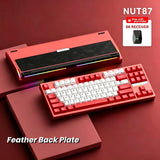 ZMX NUT87 Aluminum Custom Mechanical Keyboard,Hot-Swap Gasket Structure,Triple Mode 2.4G/Bt5.0/Wired,TKL 80% RGB Backlit 10000mAh Mechanical Keyboard for Game&Office,Red-Feathers