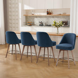 Bekrvio Swivel Counter Height Bar Stools Set of 4, 26" Seat Height, Blue