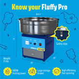 Wumple Professional Cotton Candy Machine - Commercial Electric Maker with Drawer & Large Stainless Steel Bowl - Fast Heat-Up - Perfect for Parties & Business - Blue