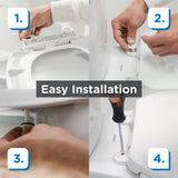 Gerber Round Front Toilet Seat with Cover, Soft Close, No Slam, Quick & Easy Install, Heavy-Duty Plastic, Durable & Fade-Resistant, White GC550129