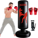ULLIKI 67" Punching Bag for Adult with Boxing Gloves and Manual Pump, Freestanding Heavy Bag, Inflatable Sports Equipment for Men, Women ULLIKI