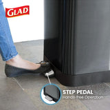 Glad Stainless Steel Step Trash Can, Large Metal Kitchen Garbage Bin with Soft Close Lid, 20 Gallon