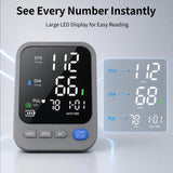FDA-Cleared Blood Pressure Monitor, Large Black LCD BP Machine, Wide Cuff
