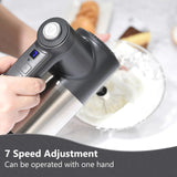 DOAROCA 7-Speed Cordless Hand Mixer - Digital Display Rechargeable Electric Mixer Handheld with 6 Stainless Steel Accessories,Whisks Beaters Dough Hooks（Black）