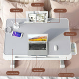 MDYHY Adjustable Height Laptop Desk, Foldable Bed Tray Table, Portable Lap Desk with Storage Drawers