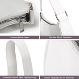 Small Crescent Shoulder Bag for Women Trendy Leather Underarm Hobo Purse with Charm Chain Cute Evening Clutch Handbag (White)