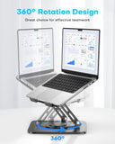 Adjustable Laptop Stand, Computer Stand with 360 Rotating Base, Ergonomic Laptop Riser Mount for Desk Foldable Protable Computer