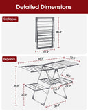 Sakugi Clothes Drying Rack, Foldable 2-Level Laundry Drying Rack with Height-Adjustable Wings, for Clothing & Bedding, Free-Standing Space-Saving Rack, Indoor & Outdoor, 55.5" L × 22.8" W, Gray