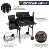 Barrel Charcoal Grill with offset Smoker(420.SQ.IN), Joyfair Large Outdoor BBQ Grills with Chimney Starter Set For Grilling, Smoking, Roasting, with Thermometer & Front Table, 6 S-Hooks & Clamp