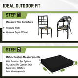 Basic Beyond Outdoor Chair Cushions Set of 6, Square Corner Outdoor Cushions for Patio Furniture, Water Resistant Patio Chair Cushions with 2 Ties, 18.5x16x3, Black