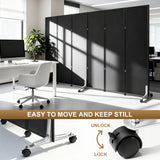 6 Panel Wooden Room Divider with Wheels, Large Office Partitions 100"x71"