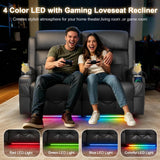 Power Reclining Loveseat with Massage & Heat,Wall Hugger Loveseat Recliner with LED Lights
