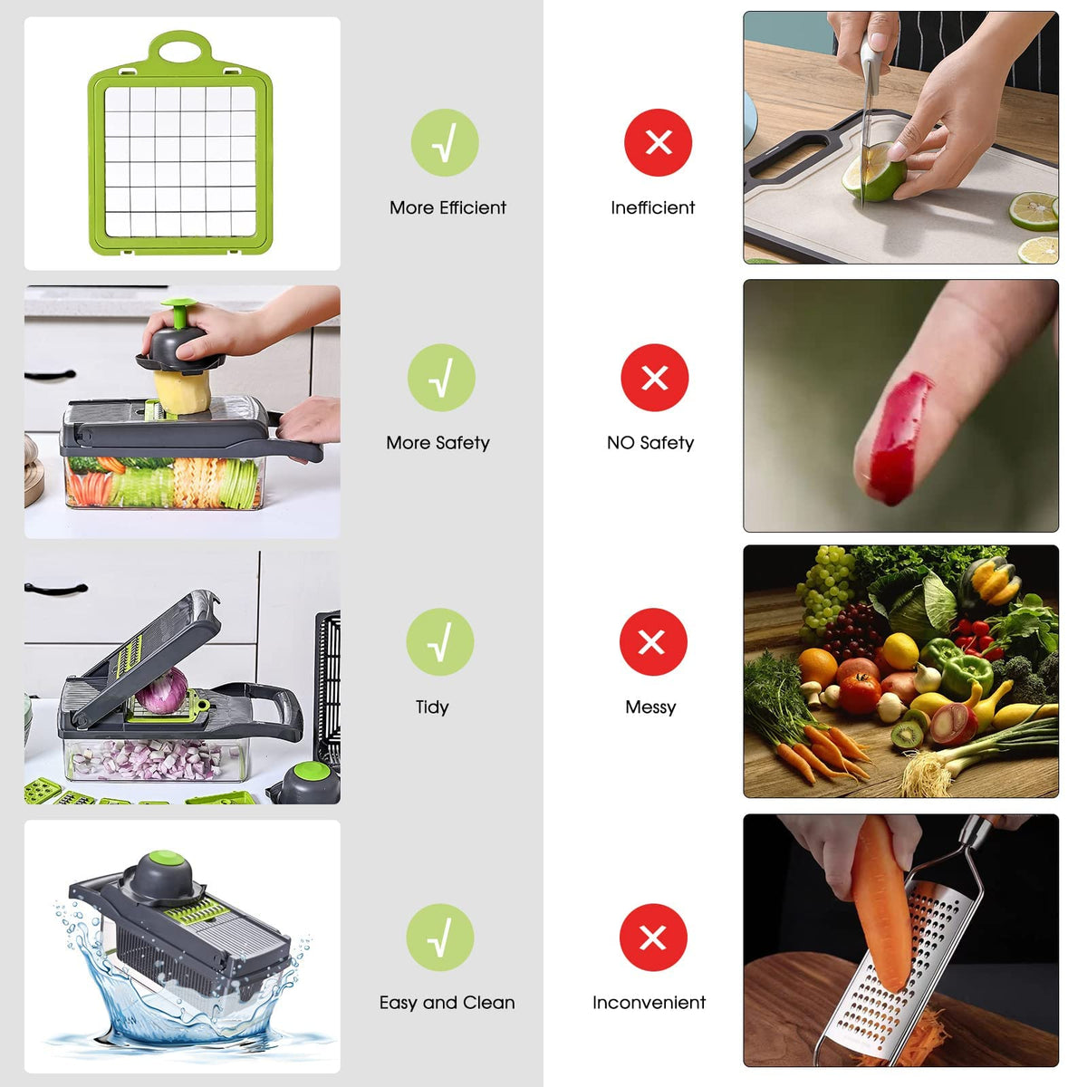 Vegetable Chopper Slicer 13-in-1 with Spice Chopper Set 7 Blades Veggi ...