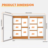 Lockable 2-Door Weatherproof Enclosed Bulletin Board Aluminum 44x32in