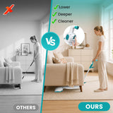 10-in-1 Steam Mop, 1550W Detachable Handheld Steam Cleaner with 350ML Tank for Floor Cleaning, 16FT Power Cable, 2 Washable Pads, Multi-Purpose Steamer for Hardwood, Carpet, Tile, Windows,Cyan