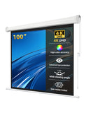 100" Matte White Motorized Projector Screen for UST Long/Standerd Throw Projector,178°Viewing Angle Movie Screen with Remote Control for Home Theater Presentation Education Wall/Ceiling Mount(4:3)