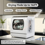 Hermitlux Portable Countertop Dishwashes, 5 Washing Programs Mini Dishwasher with 5-Liter Built-in Water Tank for Apartments & RVs, Tabletop Dishwasher with LED Light & Glass Door, No Hookup Needed