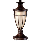 John Timberland Mission Cage Table Lamps 33" Tall Set of 2 with Nightlight Lantern Brushed Iron Brown Beige Fabric Shade for Living Room Bedroom House Bedside Nightstand Home Office Entryway