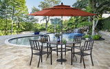 PHI VILLA 5 Pcs Outdoor Dining Set with 10ft Umbrella