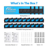 2 pack Vertical Fishing Rod rack, Wall Mounted Fishing Rod holder, 2 Packs Fishing Pole Holders Hold Up to 18 Rods or Combos PLUSINNO