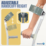 Dynarex Forearm Crutches, Push-Button Height Adjustment, Comfortable Hand Grips, Molded Arm Cuff, 300 lb. Weight Capacity, 1 Pair (Youth)