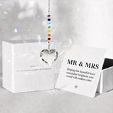 Hegelda Mr & Mrs Crystal Heart Suncatcher, Wedding Anniversary Couples Gift