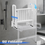 NEWTRY 21” Folding Shower Seat Wall Mounted(Fixed Height), 660lb Fold Down Shower Seat (Requires Drilling), Foldable Shower Chair for Home Care, for Bathroom Inside Shower