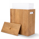 iEGrow 3 Gallon Wooden Trash Can with Lid, Small Waste Basket with Liner